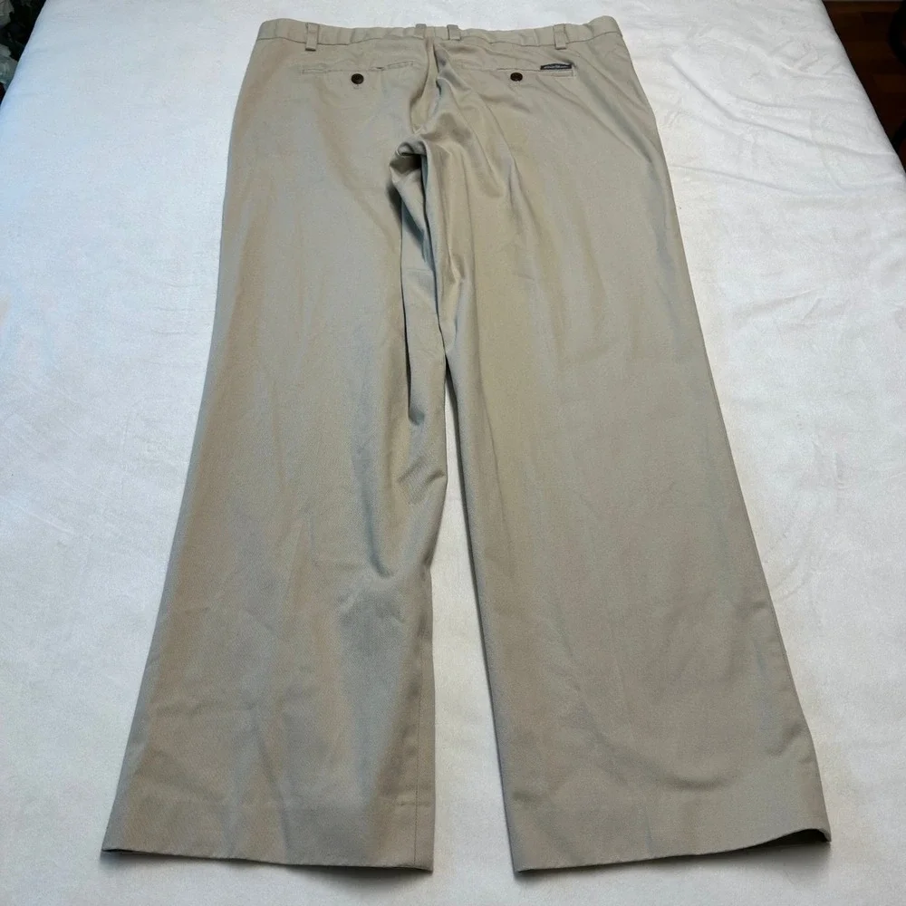 Eddie Bauer Mens Khaki Chino Pants Tan 100% Cotton Flat Front Straight Leg 38x29
